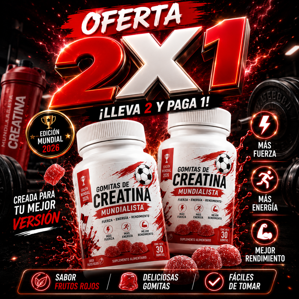 Gomitas Creatina® 2x1 / + ENERGÍA + GLÚTEOS
